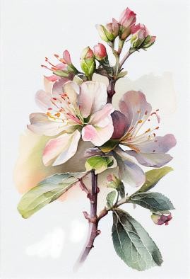 Apfelblüte Aquarellzeichnung